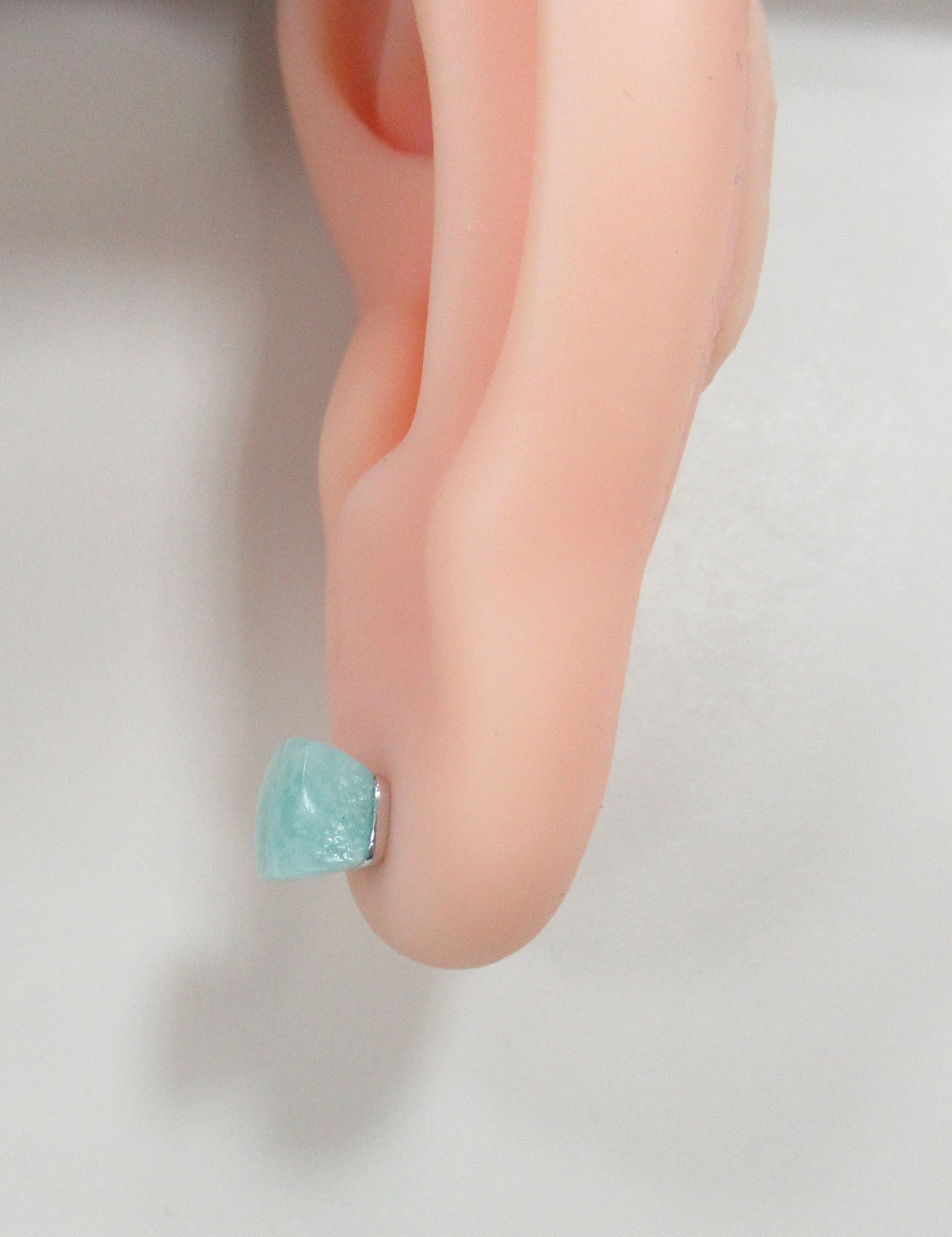 Серебряные серьги-пусеты с амазонитами